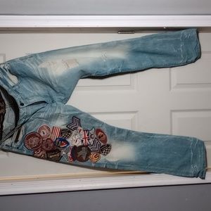 Robin's Jeans Men's distressed with Patches